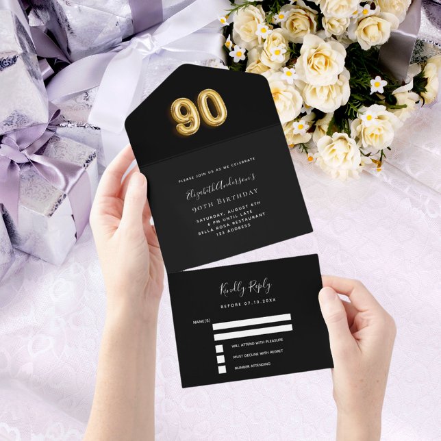rsvp de ouro negro de 90 aniversário (Criador carregado)