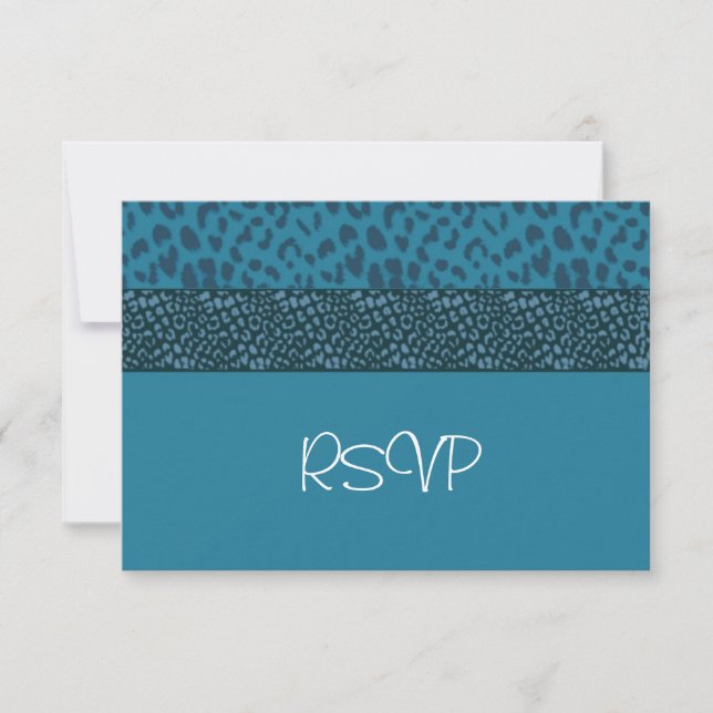 RSVP de Padrão de Peles de Leopardo Teal (Frente)