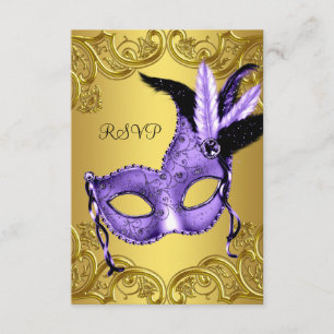 RSVP de Partido Mascarada Roxo e Dourado