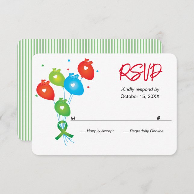 RSVP de Partidos Personalizáveis de Balões de Aniv (Frente/Verso)