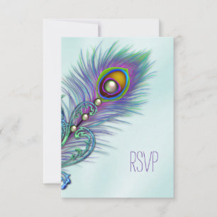 RSVP de Pavão Azul Roxo e Teal