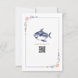RSVP de Peixes Vermelhos e Azuis de Casamento de P