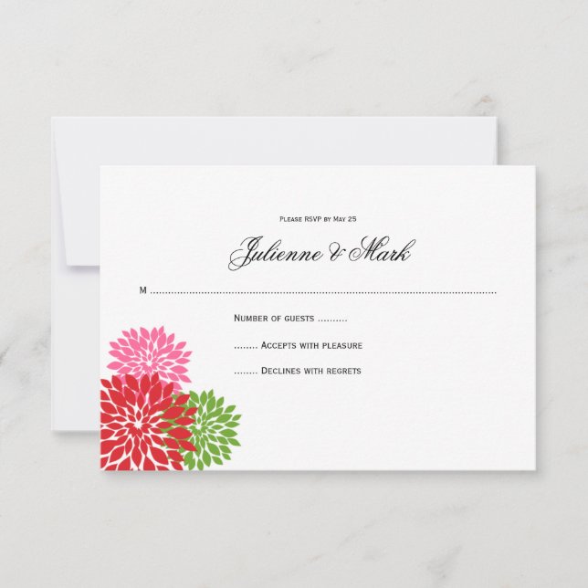 RSVP de Petais da Flor do Verde limão Rosa Escuro (Frente)