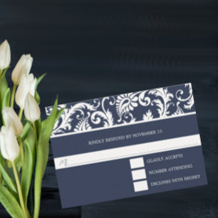 RSVP de Placa de Resposta de Casamento do marinho
