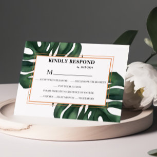 RSVP de Placa de Resposta de Palma Tropical