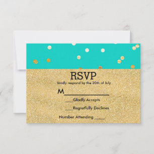 RSVP de Pontos de Confetti Azul e Dourado