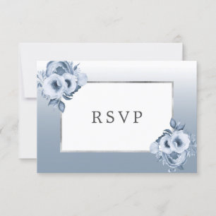 RSVP de prata chic florais azuis de castigo