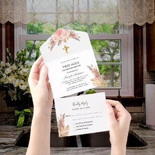 RSVP de primeira comunhão de rosa de gramado de pa