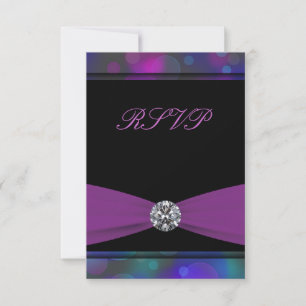 RSVP de Quinceanera Azul Verde Roxo