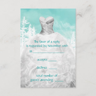 RSVP de Quinceanera em Turquesa Azul de Inverno co