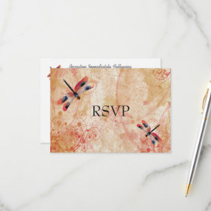 RSVP de Recepção de Casamento com Libélulas em Aqu