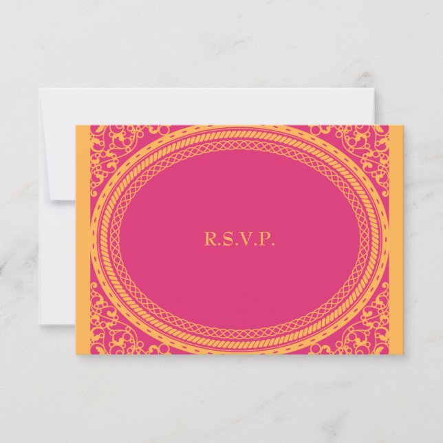 RSVP de Recepção de casamento fluorescente/neon (Frente)