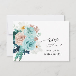 RSVP de Refeição Rosa e Turquesa