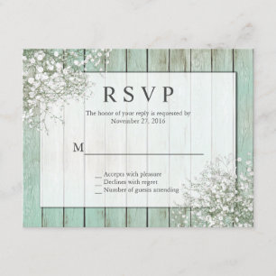 RSVP de respiração do bebê Rustic da Mint Green