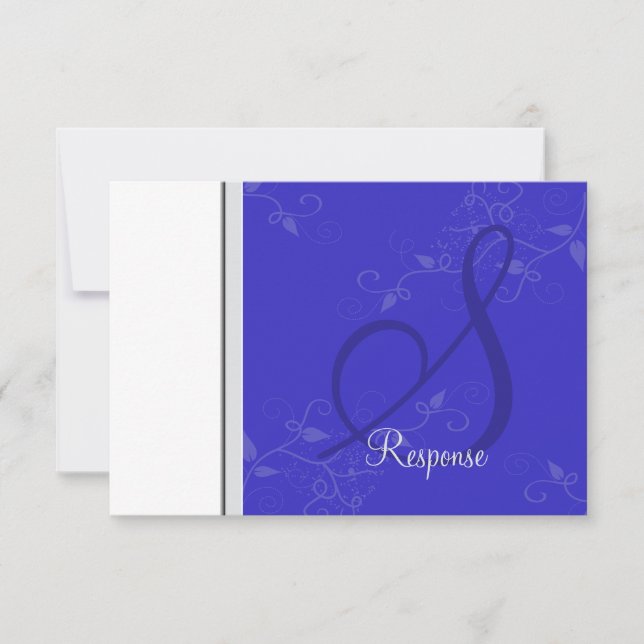 RSVP de Resposta de Casamento Azul e Silver do Mon (Frente)