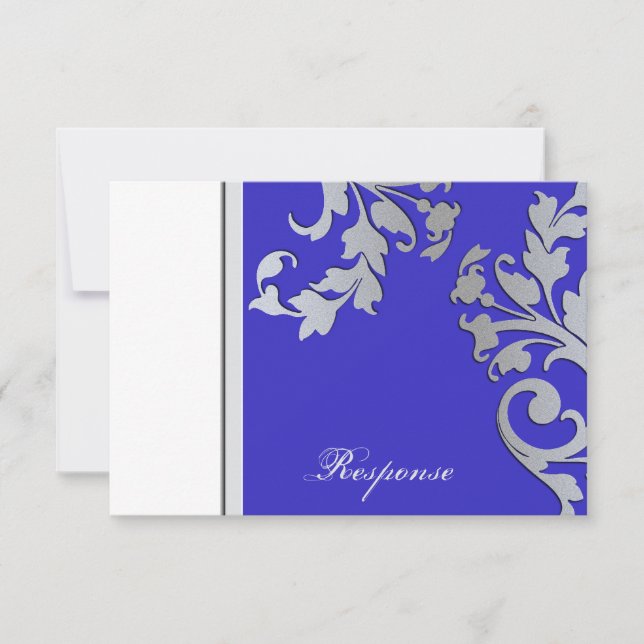 RSVP de Resposta de Casamento de Sparkle Azul e Si (Frente)