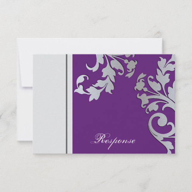 RSVP de Resposta de Casamento de Sparkle e Purple  (Frente)