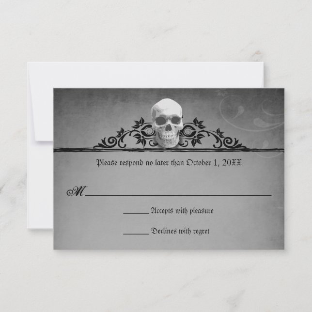 RSVP de Resposta de Casamento do Skull Frame Hallo (Frente)