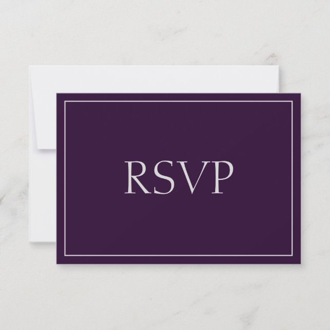 RSVP de Resposta de Prata e Plum Atrativo (Frente)