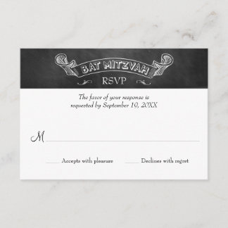 RSVP de Resposta do Bat Mitzvah Chalkboard