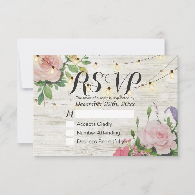 RSVP de Resposta Leve de Sequência de Madeira Flor (Frente)