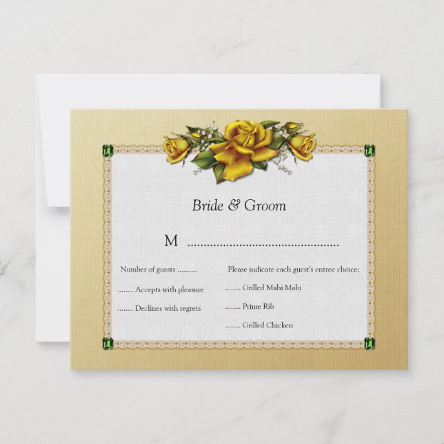 RSVP de Rosas Amarelas e Emeralds (Frente)