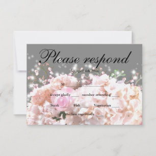 RSVP de rosas rosa-hidrangeas brancas Elegantes