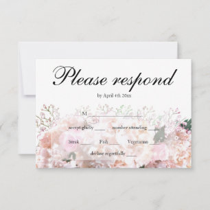 RSVP de rosas rosa-hidrangeas brancas Elegantes