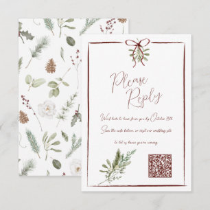 RSVP de RSVP de Casamento no inverno QR com Mão Ve