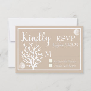 RSVP de Sandy Taupe e Coral do Mar Branco Costeiro