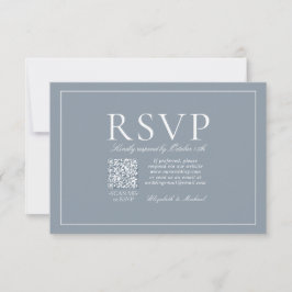 RSVP de Script Azul Elegante Dusty Elegante de Cód