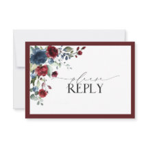 RSVP de Script de Aquarela Floral Azul do Marinho 