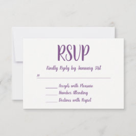 RSVP de Script de Fonte Feita à Mão Roxo e Branco