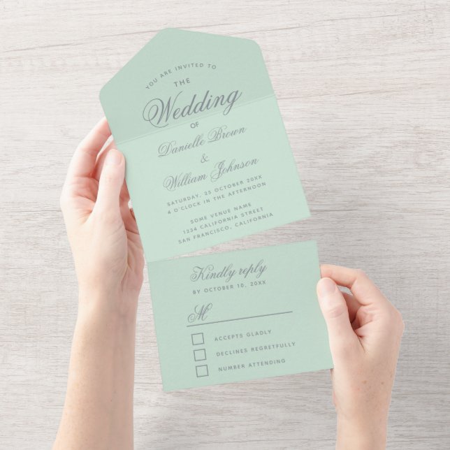 RSVP de Script Elegante de Caligrafia de Casamento (Aba destacável)