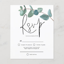 RSVP de Script Elegante Eucalyptus Turquoise Orçam