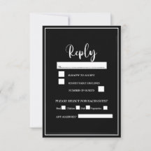 RSVP de Script Elegante Preto e Branco