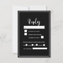 RSVP de Script Elegante Preto e Branco