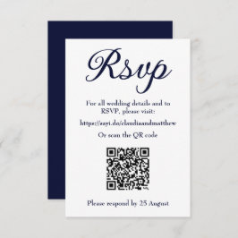 RSVP de Site de Casamento de marinho com Código QR