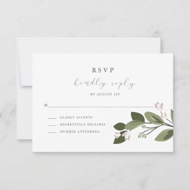 RSVP de Sprigs Blushing com fundo rosa (Frente)