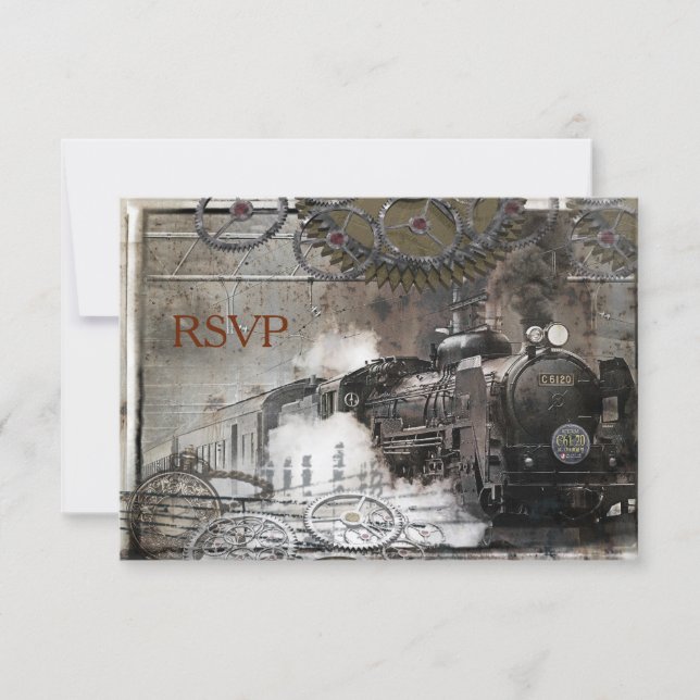RSVP de Steampunk do Motor a Vapor (Frente)