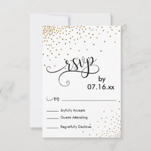 RSVP de Tipografia do Script Confetti Dourado Faux