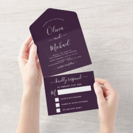 RSVP de Tipografia Moderna de Casamento de Púrpura