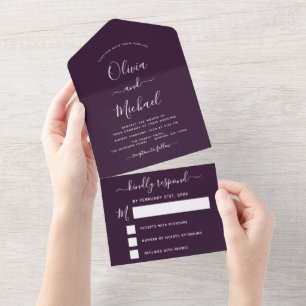 RSVP de Tipografia Moderna de Casamento de Púrpura