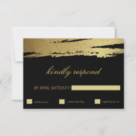 RSVP de Traço do Pincel de Pincel, Dourado e Preto