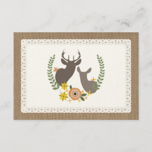 RSVP de Veado Floral de Quebra Inscrita em Burlap 