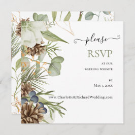 RSVP de Website de Casamento de Pinecones Botânico