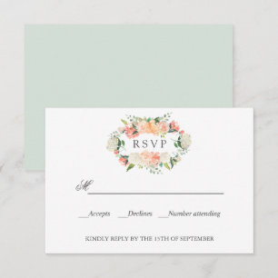 RSVP de WEDDING Botânico Cor-de-Rosa de-Pêssego