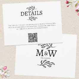 RSVP Detalhes do Cartão QR com Monograma Inicial do Cas