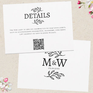 RSVP Detalhes do Cartão QR com Monograma Inicial do Cas