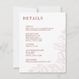 RSVP Detalhes do Casamento com Anthurium e Cartão de Re